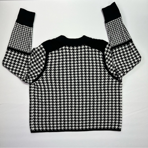 Vince Camuto Cotton Houndstooth Sweater Jacket - black/white, L - Picture 3 of 11